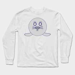 Kawaii Silly Face Grey Baby Seal Long Sleeve T-Shirt